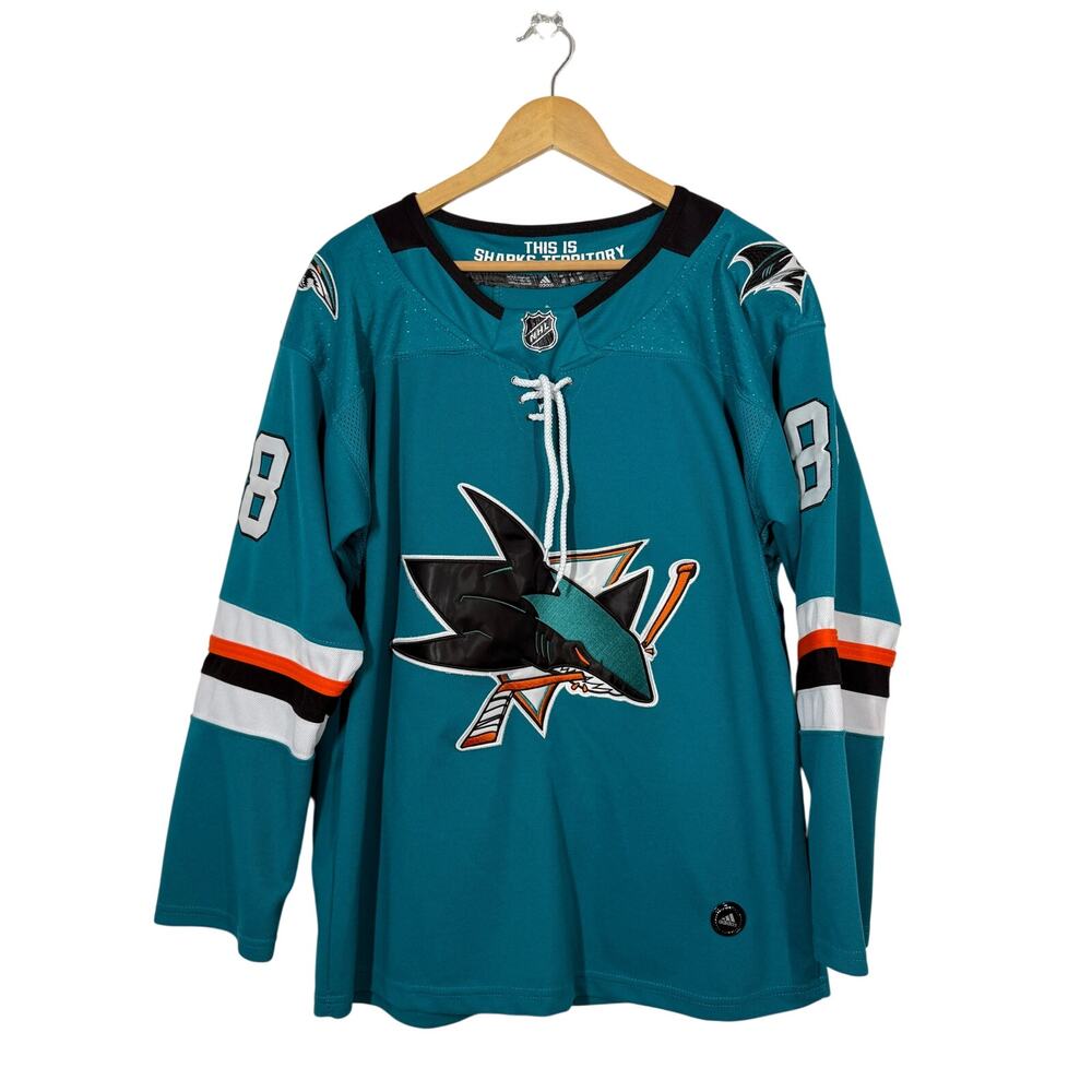 Adidas‎ San Jose Sharks Hockey Jersey Men's Size 46 Teal #88 Brent Burns NHL